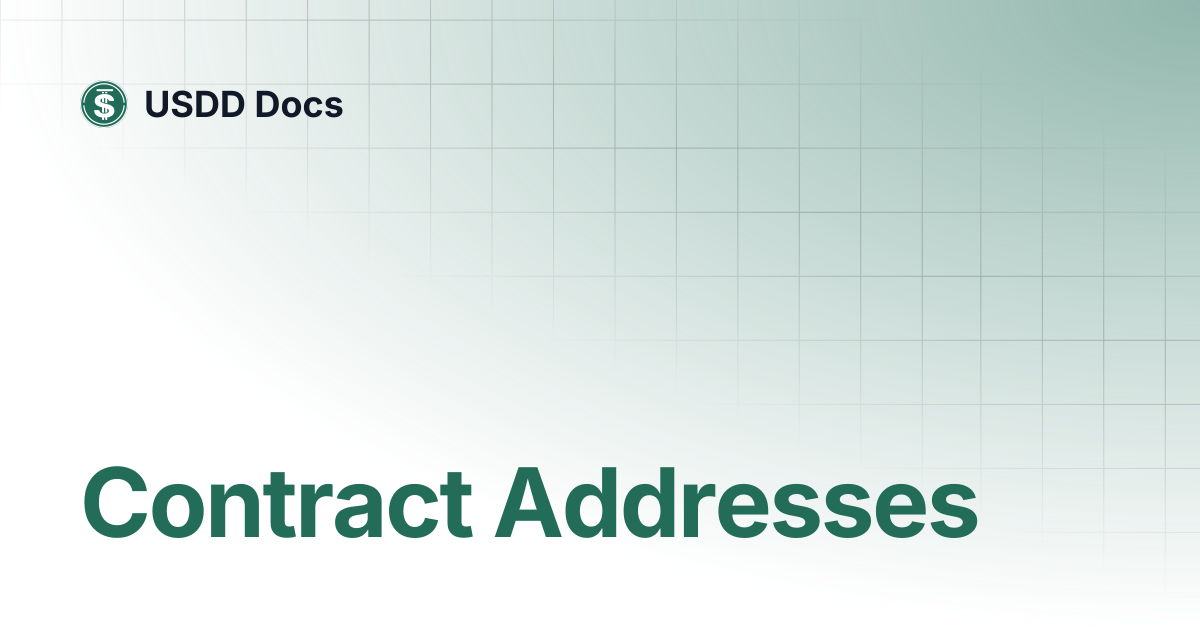 Contract Addresses | USDD Docs